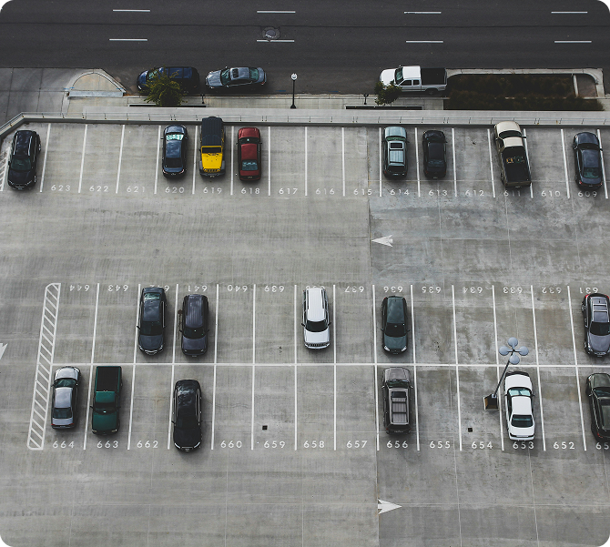 arial view of car park